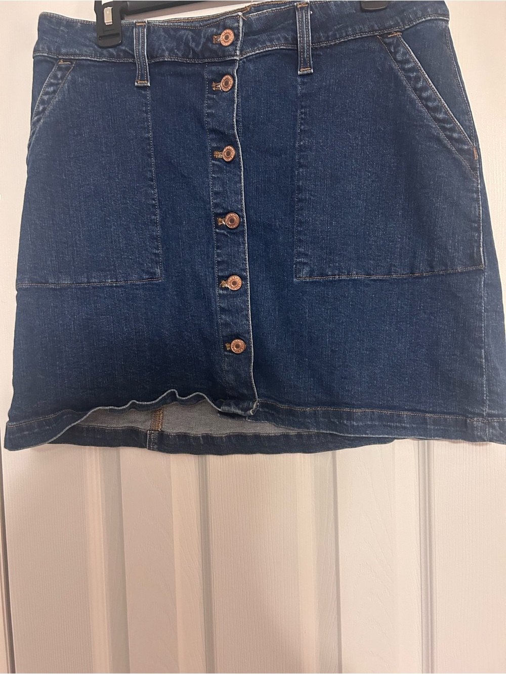 J. Crew Dark Blue Button-Front Denim Mini Skirt
